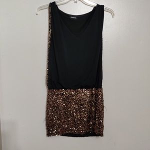 V neck Sequin Bebe Dress
